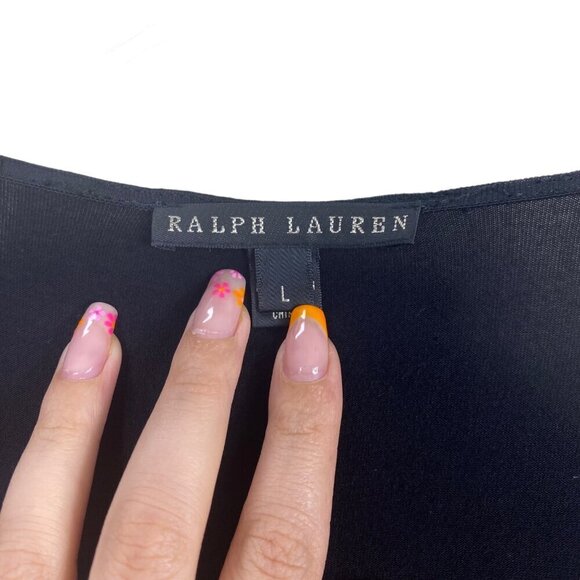 Ralph Lauren Twist-Front Stretch Black Long Dress Sise Large - Picture 3 of 8